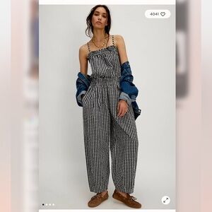 Free People black and white gingham Jumpsuit